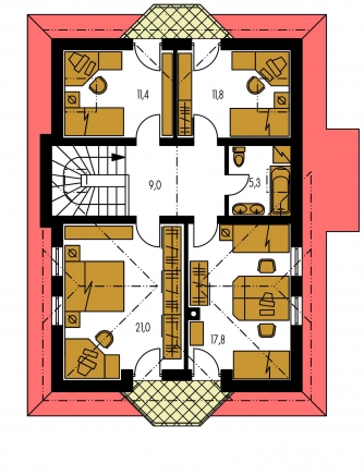 Grundriss des Obergeschosses - ELEGANT 116